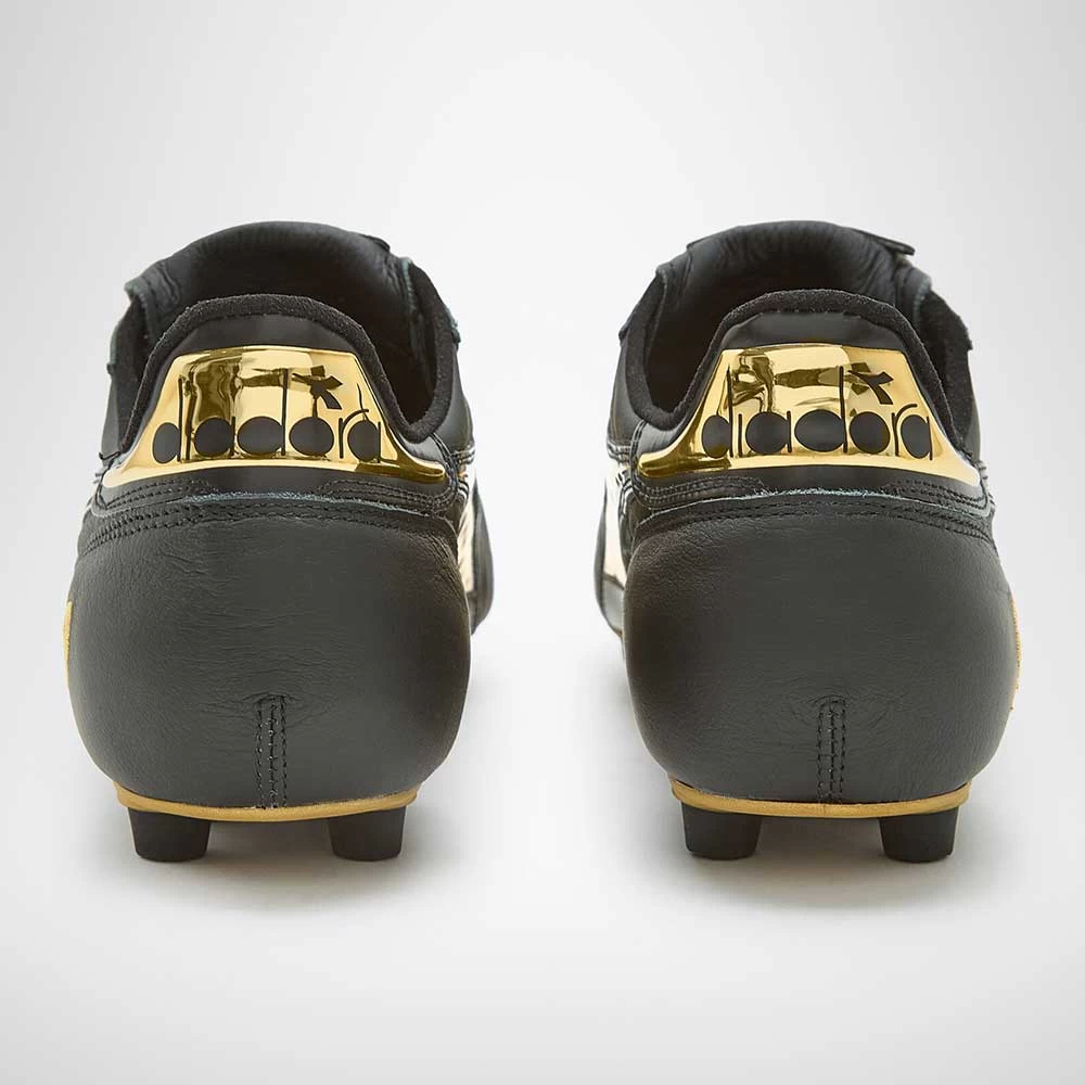 Diadora Men's Brasil #9 Italy LT+MDPU Soccer Shoe - Black/Gold 8 Diadora Men's Brasil #9 Italy LT+MDPU Soccer Shoe - Black/Gold - Image 6