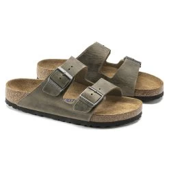 Birkenstock Arizona Soft Footbed Faded Khaki Oiled Nubuck Leather- Regular/Wide -Sneaker Store 1019313 pair