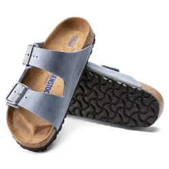 Birkenstock Arizona SFB Oil Leather Sandal - Dusty Blue - Regular/Wide -Sneaker Store 1022477 sole