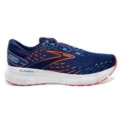 BROOKS Men's Glycerin 20 Running Shoe- Blue Depths/Palace Blue/Orange- Wide (2E)