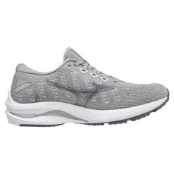 Mizuno Women's Wave Rider 25 Waveknit Running Shoe- Harbor Mist/Silver- Regular (B)