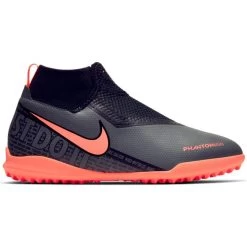 Nike Jr. Phantom Vision Academy Dynamic Fit TF Soccer Cleat - Dark Grey/Black/Bright Mango