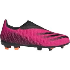 ADIDAS JR X Ghosted .3 Laceless FG Soccer Shoe - Shock Pink/Core Black/Screaming Orange