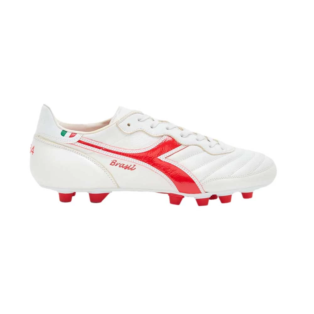 Diadora Men's Brasil Italy OG Lt+ FG Soccer Shoe - White/Milano Red 3 Diadora Men's Brasil Italy OG Lt+ FG Soccer Shoe - White/Milano Red