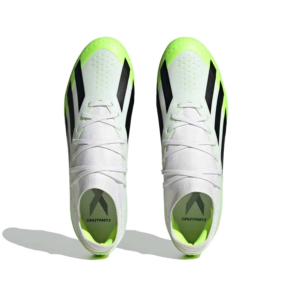 ADIDAS Unisex X Crazyfast .3 FG Cleats- Cloud White / Core Black / Lucid Lemon- Regular (D) 8 ADIDAS Unisex X Crazyfast .3 FG Cleats- Cloud White / Core Black / Lucid Lemon- Regular (D) - Image 6